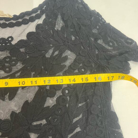CAPRI Embroidered Mesh Lace Top Medium‎ Blouse Witchy WhimsyGoth Wednesday Adams - Picture 3 of 6